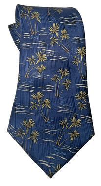 Palm Tree Beach Resort Blue Silk Tie Preswick & Moore Tropical Necktie